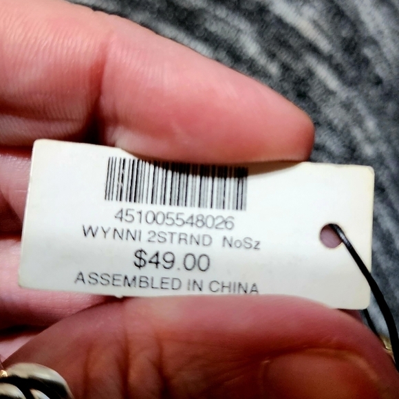 NWT Chico's Wynni Double Strand Gold Tone Necklace w Extention Grey Accents New - Picture 9 of 9